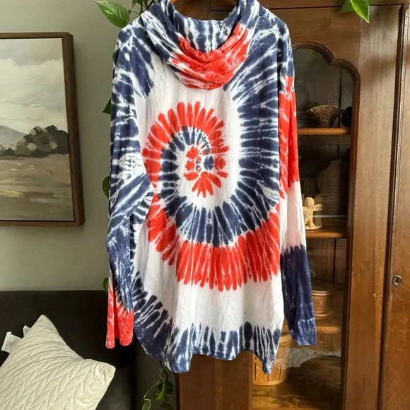 NWOT Polo Ralph Lauren Tie Dye Hoodie Shirt Men 3XLT Red Blue Pony Logo USA - Picture 8 of 8